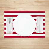 Aperturee - Modern Red White Stripe Dining Set Of 4 Placemats